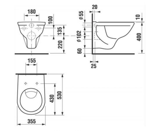 Подвесной унитаз JIKA вертикальный смыв LYRA-DINO 2137.0.000.000.1 00000012731 00007624 – изображение 2