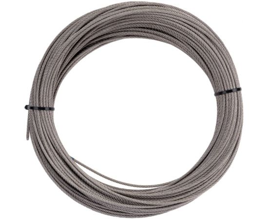 Нержавеющий трос KREPFIELD 3 мм, сталь А2, плетение 7x7, средней мягкости, 50 м 8379А2ТРОС3ММ-50 – изображение 3
