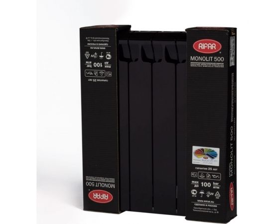 Биметаллический радиатор RIFAR 13 Monolit 500-6, Ду 3/4, антрацит RM50063/49005 – изображение 6