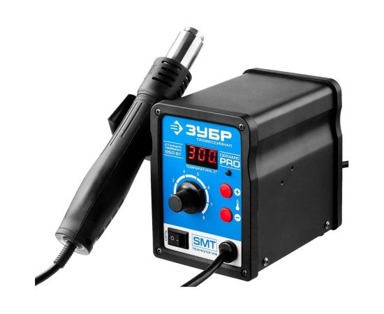 Термовоздушная цифровая паяльная станция ЗУБР 100-500C, шаг 1C, 120л/мин, 650Вт, 3 насадки 55350 – изображение 3