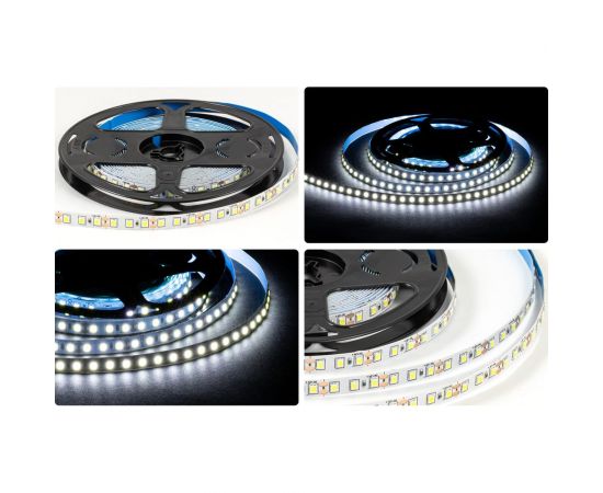 Светодиодная лента OGM 12В, 9,6Вт/м, smd2835, 120д/м, ip20, 7лм/чип, подложка 8мм, 5м, 6500к. / LSE-258 – изображение 5