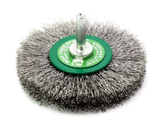 Щетка концевая для дрели 80х12 мм, хв-к 6 мм, проволока гофрированная нерж. сталь 0.3 мм SIT 0976 