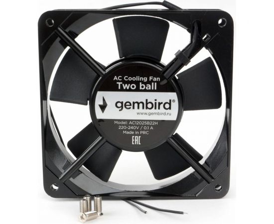 Вентилятор Gembird 120x120x25, AC, 220, подшипник, 2 pin, провод 30 см, AC12025B22H 