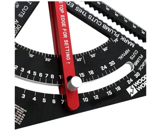 Плотницкий угольник WOODWORK 170 мм, дюймовый, со сдвижным упором, алюминиевый PTR-170 – изображение 6