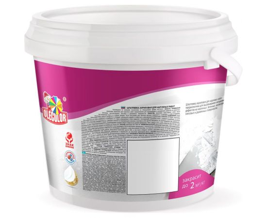 Акриловая шпатлевка OLECOLOR для наружных работ, 1.6 кг 4300000131 – изображение 6
