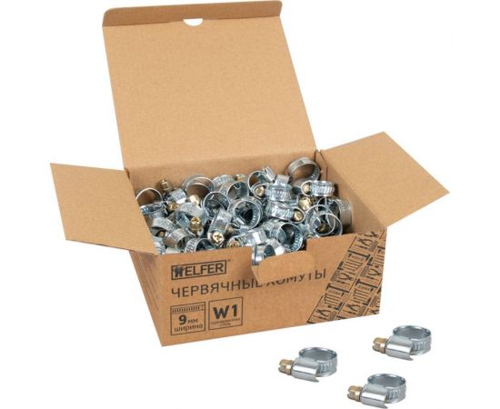 Хомут HELFER W1, 10-16 мм, оцинкованная сталь, уп. 100 шт. HF004036 – изображение 2