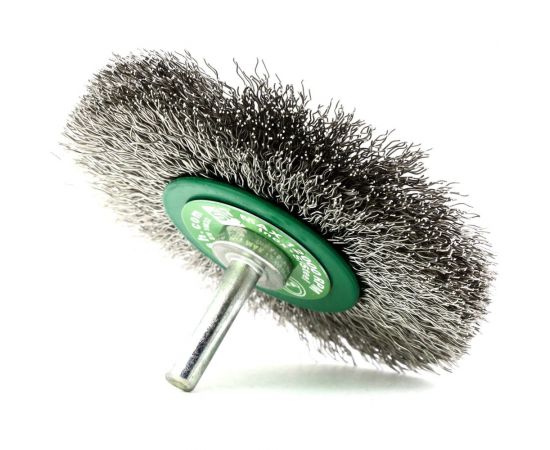 Щетка концевая для дрели 80х12 мм, хв-к 6 мм, проволока гофрированная нерж. сталь 0.3 мм SIT 0976 – изображение 4