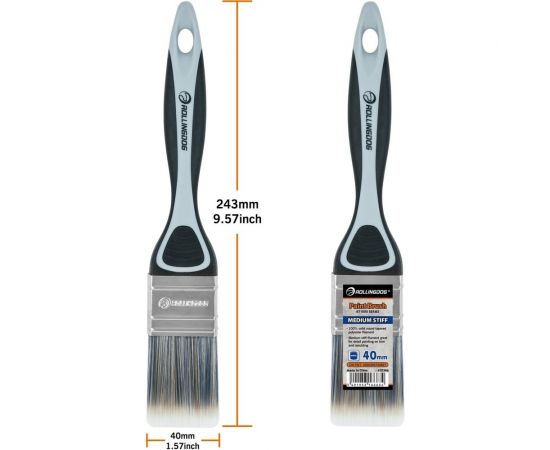 Плоская малярная кисть Rollingdog BT1000 40 мм, прямой срез, щетина 100% синтетическая нить, средняя жесткость 10346 – изображение 2