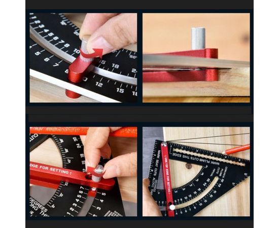 Плотницкий угольник WOODWORK 170 мм, дюймовый, со сдвижным упором, алюминиевый PTR-170 – изображение 2