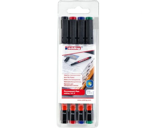 Набор пермаментных маркеров EDDING 141F, для проекторных пленок, круглый наконечник,0.6 мм, 4 цвета 4 цвета E-141#4S 