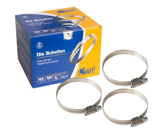 Хомут KRAFT 50-70 мм, нержавеющая сталь, уп. 50 шт. KT 880409 – изображение 3