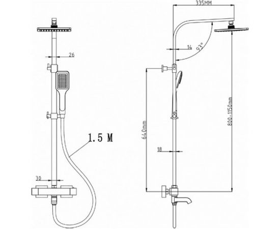 Душевая система SmartSant КВАДРО с термостатом для ванны/душа SM1210AA – изображение 3