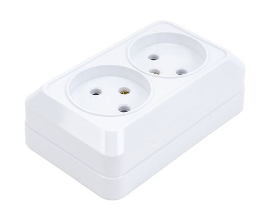 Розетка Intro Quadro двойная без заземления 2x2P, 16А-250В, IP20, открытая установка, Quadro, белый, Б0053792 – изображение 4