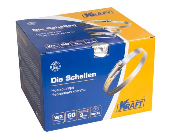 Хомут KRAFT 50-70 мм, нержавеющая сталь, уп. 50 шт. KT 880409 – изображение 2