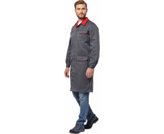 Халат Эксперт Спецодежда Страйк серый/красный, р. 48-50, рост 182-188 6446000045308 – изображение 6