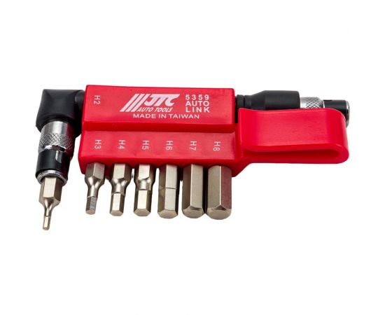 Набор шестигранных вставок 1/4 DR HEX 2,3,4,5,6,7,8 с Г-образным держателем 8шт JTC 5359 – изображение 5