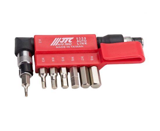 Набор шестигранных вставок 1/4 DR HEX 2,3,4,5,6,7,8 с Г-образным держателем 8шт JTC 5359 – изображение 4