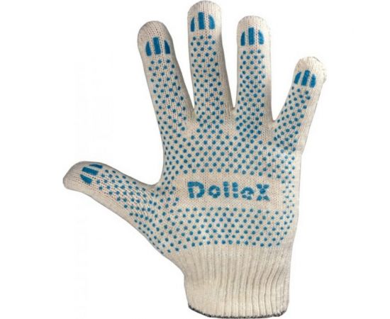 Перчатки х/б с ПВХ Dollex 5 ниток, 5 пар, белые 5PVX-W 