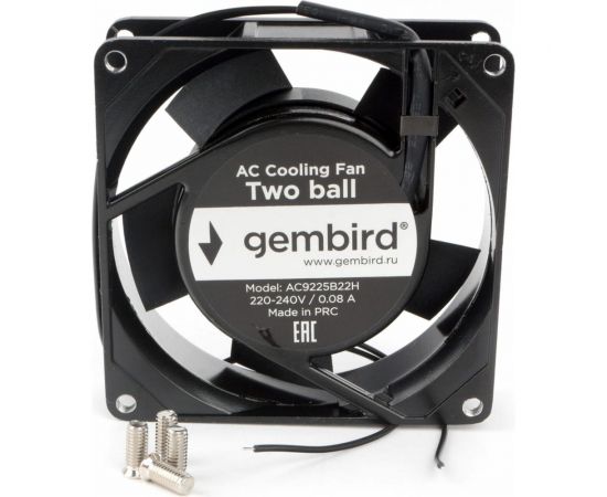Вентилятор Gembird 92x92x25, AC, 220, подшипник, 2 pin, провод 30 см, AC9225B22H 