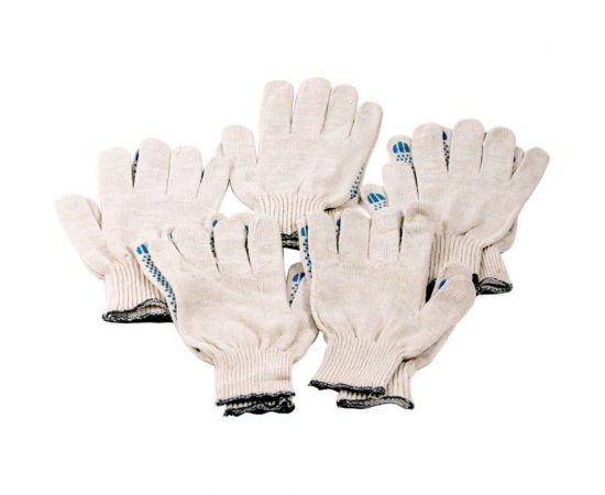 Перчатки х/б с ПВХ Dollex 5 ниток, 5 пар, белые 5PVX-W – изображение 3