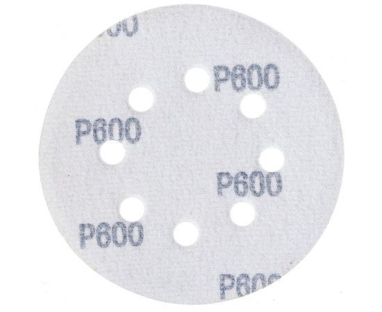 Круги шлифовальные алюминий-оксидные 125 мм, 5 шт, Р600, под липучку, 8 отверстий MOS 39842М – изображение 3