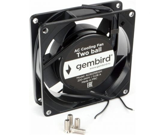 Вентилятор Gembird 92x92x25, AC, 220, подшипник, 2 pin, провод 30 см, AC9225B22H – изображение 3