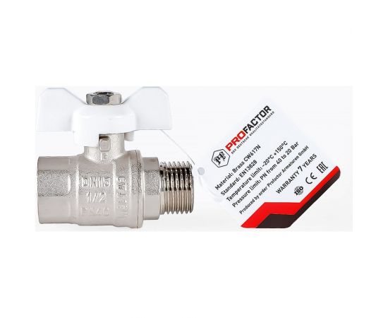 Шаровой кран PROFACTOR PF STANDARD в/н бабочка 1/2 дюйма PF FBV 303 – изображение 6