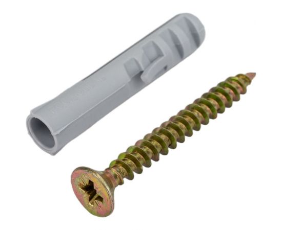 Набор для крепления ВИРТУОЗ дюбель 8х40, шуруп 5х45 потайная головка, желтый цинк, 18 шт. 00248 