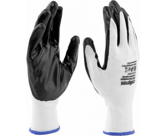 Полиэфирные перчатки СИБРТЕХ с черным нитрильным покрытием, размер 9, 13 класс вязки 678635 