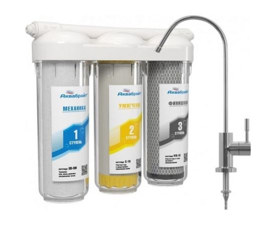 Трехступенчатый фильтр под мойку с отдельным краном АКВАБРАЙТ АБФ-ТРИА-УМЯГЧЕНИЕ 33702 