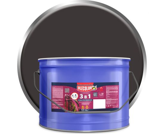 Грунт-эмаль по ржавчине OLECOLOR черный, 10 кг 4300005961 
