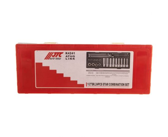 Набор инструментов TORX ключи E6-E24, головки E10-E24 в кейсе 24шт JTC-K4241 – изображение 5