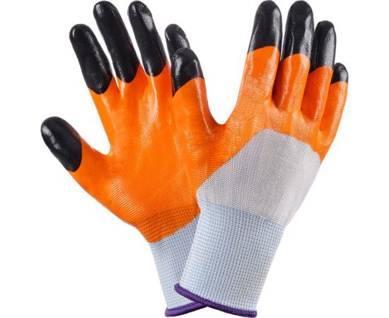 Нейлоновые перчатки Фабрика перчаток оранжевые с черными пальцами ПЕР-НЕЙЛ-ОРАНЖ-720 