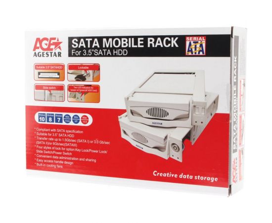 Mobile rack салазки AgeStar 3,5"" SATA I/II/III, пластик, черный, SR3P-SW-1F (BLACK) – изображение 2