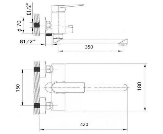 Смеситель для ванной и душа WISENT с длинным изливом WP22205 – изображение 2