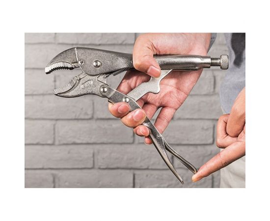 Зажимные клещи DELI dl0381 с изогнутыми губками, 200мм, рабочий ход 55мм, регулировочный винт 110709 – изображение 2