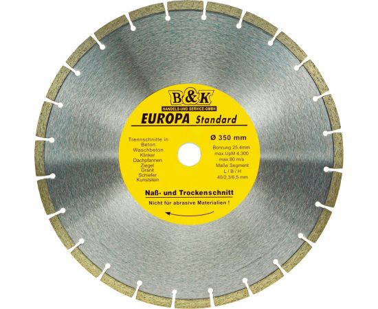 Диск алмазный сегментный Europa Standart 350x2.3х6.5x25.4 мм TGS TORGWIN S77231 