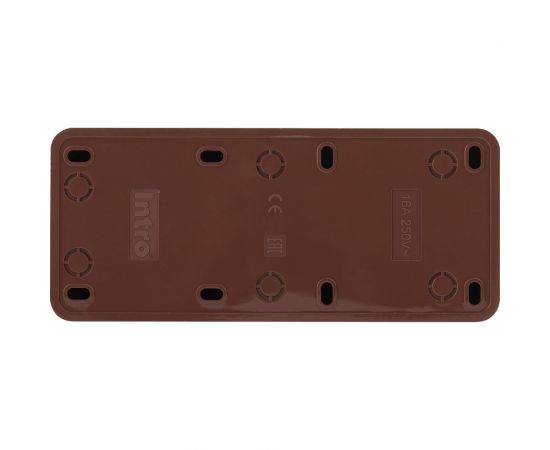 Розетка Intro Quadro 2-206-10 с заземлением трехместная 3x2P+E, 16А-250В, IP20, открытая установка, венге, Б0053824 – изображение 2