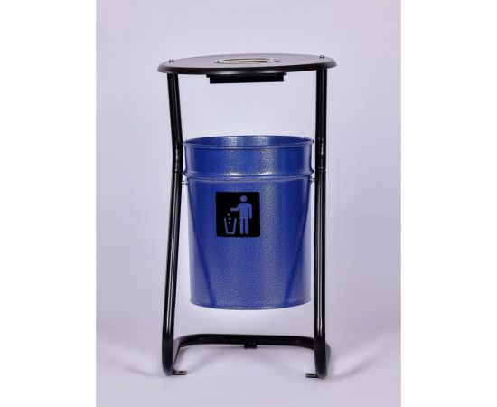 Урна уличная ПРОФМЕТСТИЛЬ металлическая, синий металлик, с пепельницей, с креплением в асфальт 655 