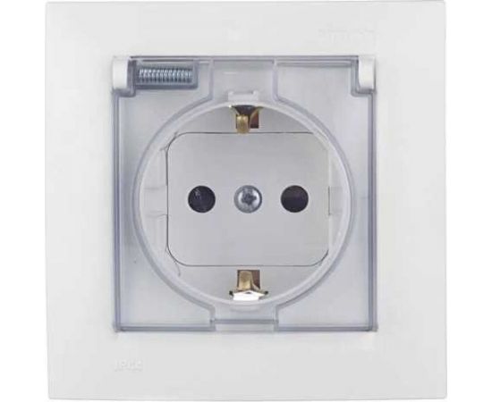 Розетка с заземлением, шторками и крышкой IP-44 Simon 1590450-030 