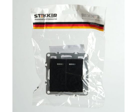 2-клавишный выключатель STEKKER с индикатором (механизм), серия Эрна, PSW10-9 49147 – изображение 2