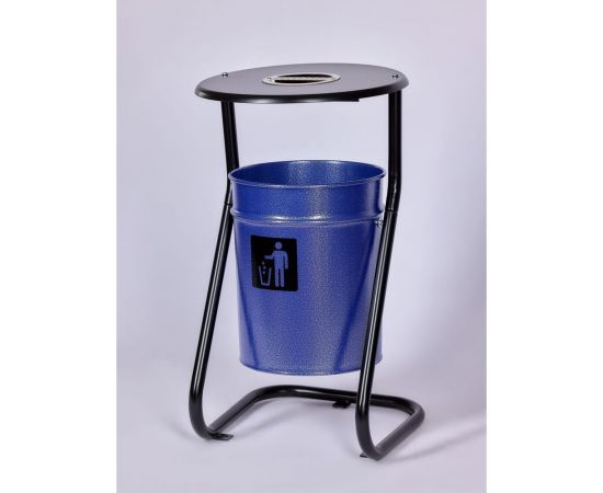 Урна уличная ПРОФМЕТСТИЛЬ металлическая, синий металлик, с пепельницей, с креплением в асфальт 655 – изображение 4