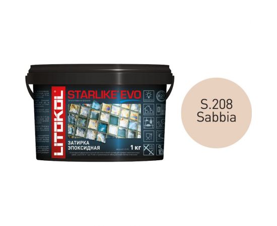 Эпоксидный состав для укладки и затирки мозаики LITOKOL STARLIKE EVO S.208 SABBIA 485240002 – изображение 2