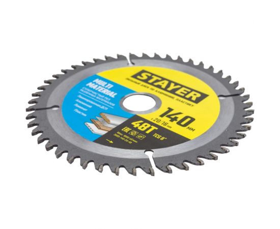 Пильный диск по алюминию STAYER Multi Material супер чистый рез, 140x20/16 мм, 48Т 3685-140-20-48 – изображение 5