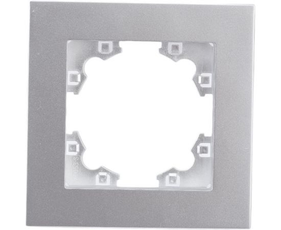 Одноместная горизонтальная рамка UNIVersal серия афина серебро еврослот A0053-S – изображение 2