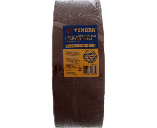 Лента абразивная бесконечная на тканевой основе (10 шт; 75х533 мм; Р80) ТУНДРА 1300825 – изображение 2