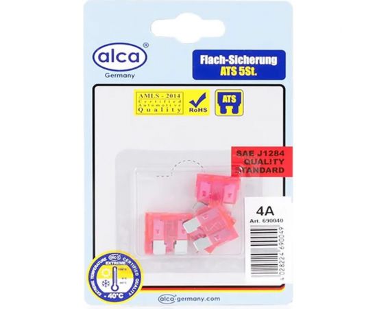 Флажковый предохранитель Alca 4 А, 5 шт. в блистере 690040 