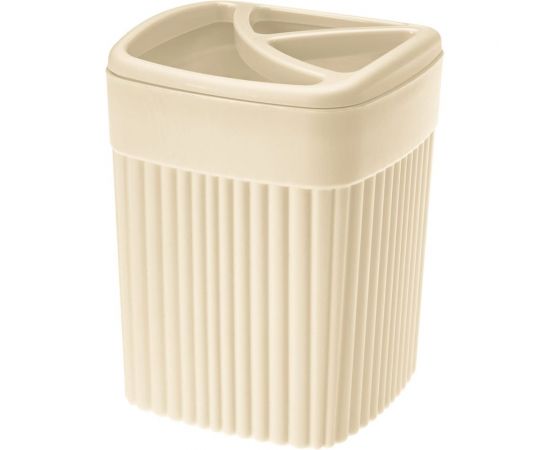 Стакан для зубных щеток Бытпласт Velvet 90х90х119мм, 0.65 л, бежевый 433239507 