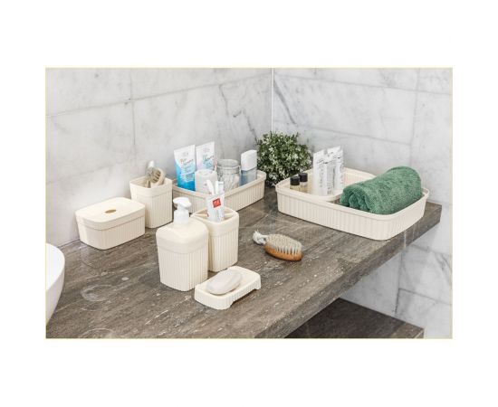 Стакан для зубных щеток Бытпласт Velvet 90х90х119мм, 0.65 л, бежевый 433239507 – изображение 3