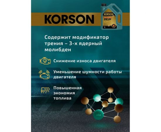 Моторное масло KORSON 5W-40, синтетическое, 4 л KS00012 – изображение 8